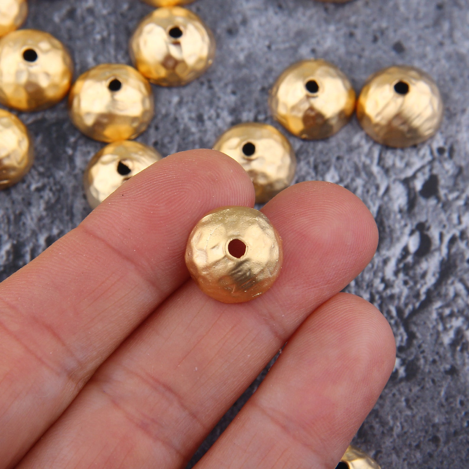 Hammered Bead Cap Organic Bead Cap Gold Plated Bead Caps Etsy