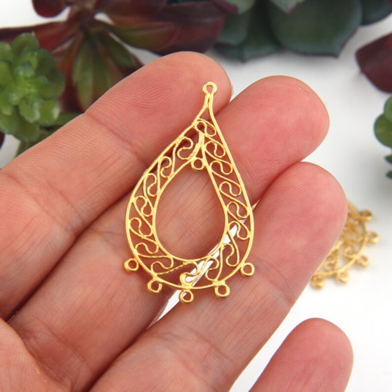 Gold Filigree Chandelier Earring Components Multi Link Etsy
