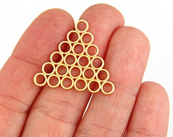 Gold Plated Triange Connectors with 3mm Mini Circles, 4 pieces // GC-361