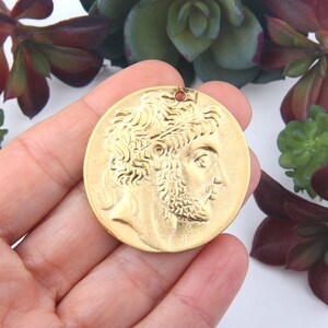 1 Large Replica Ancient Greek Coin Pendant, Old Greek Pendant,Roman Coin Pendant, 40mm // GP-618