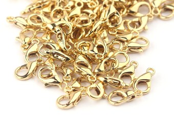 Fermagli per aragosta in oro lucido, fermagli per aragosta media, fermagli per bracciale, fermagli per collana, artigli per aragosta, fermagli finali 10 pezzi, 6x10 mm // GF-217