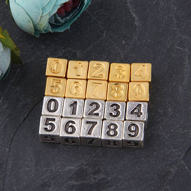 Metal Number Beads, Number Sliders, Number Cube Beads, Bead Sliders, Slider Cube Beads, Pick Your Number, 1 piece // GB-227 image 6