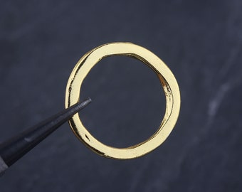 Smooth Gold Ring, Flat Ring Connectors, Circle Ring Link, Shiny Gold Ring, 4 pieces // GC-628