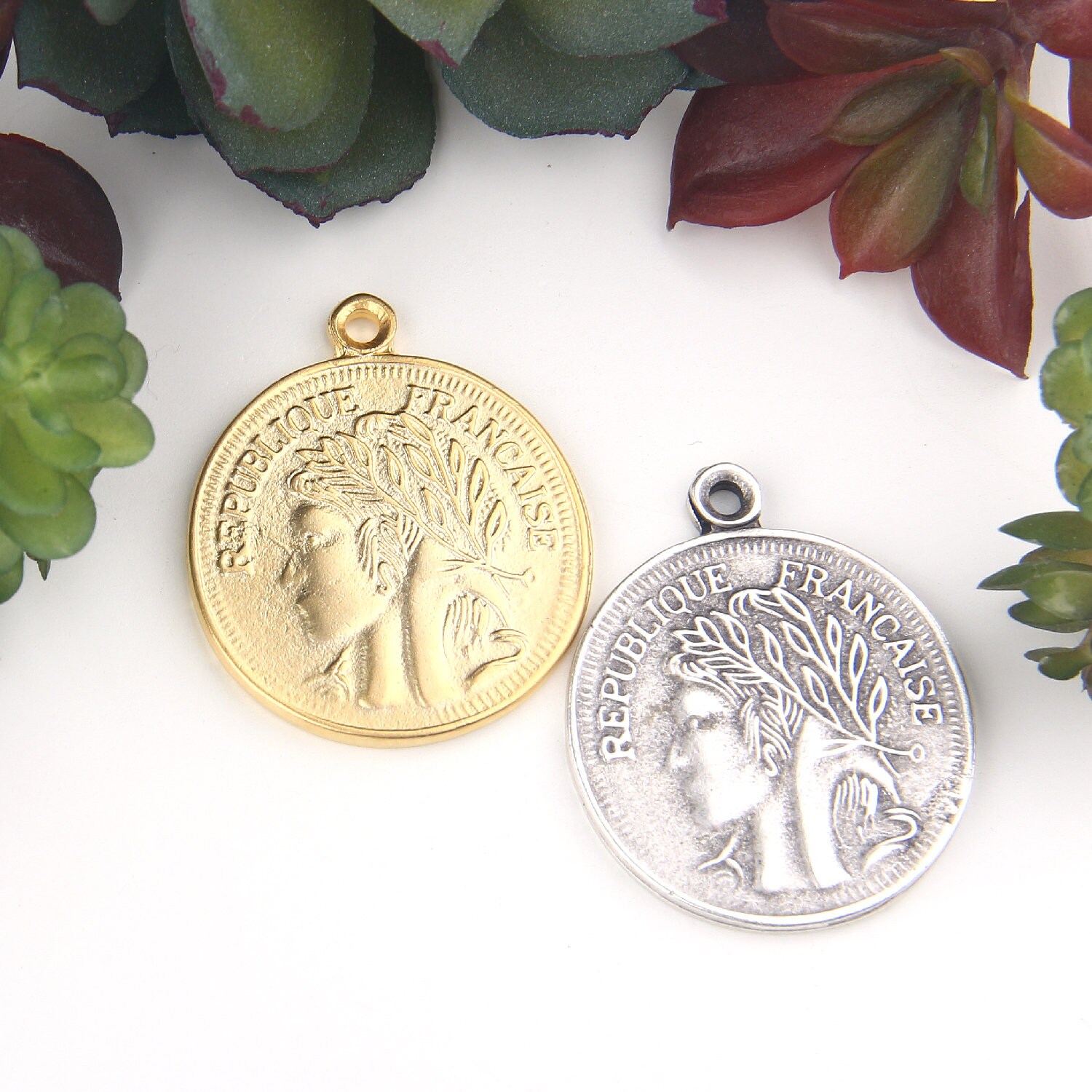 Large French Coin Pendant