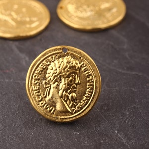 Replica Ancient Coin, Antient Greek Pendant, Gold Replica Coin, Old Greek Pendant, 1 piece // GP-523