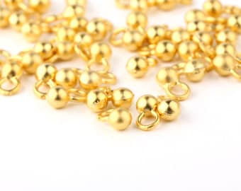 10 Ball Drop Charms, Round Gold Drops, Ball Drops, Jewelry Making Supplies, Earring Components //  GCh-454