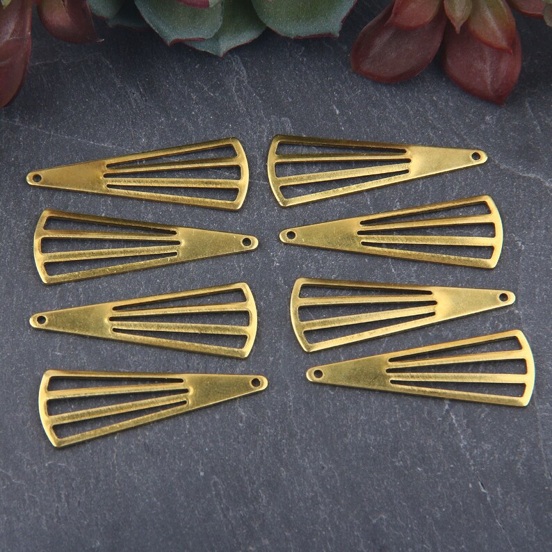 8 x Raw Brass Triangle Pendant  Raw Jewelry  Raw Brass image 1