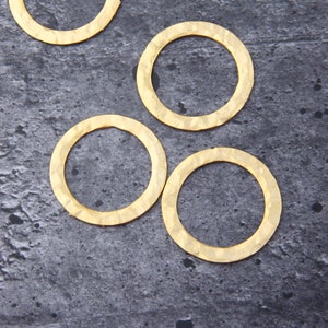 4 Gold Hammered Circle Connector, Hammered Ring Link, Circle Ring Link // GC-612 image 4