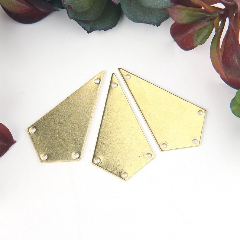 Geometric Raw Brass Connector Raw Brass Link 3 Raw Brass Kita shaped Connector 8x20 mm RAW-067