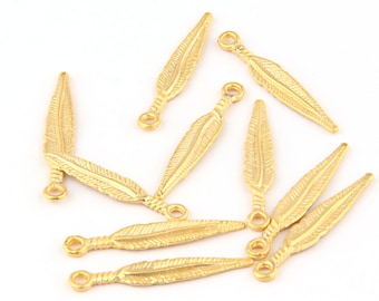 Dijes de hojas finas chapadas en oro, suministros de dijes de hojas, hojas de oro, 10 piezas // GCh-162