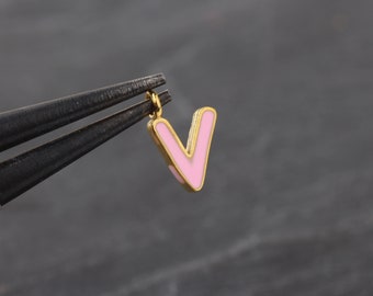 1 Letter V Charm, Enamel Letter Charms, Enamel Alphabet Charms, Letter Pendants, Letter Tag Charms, Letter Bracelet Charms // GCh-403