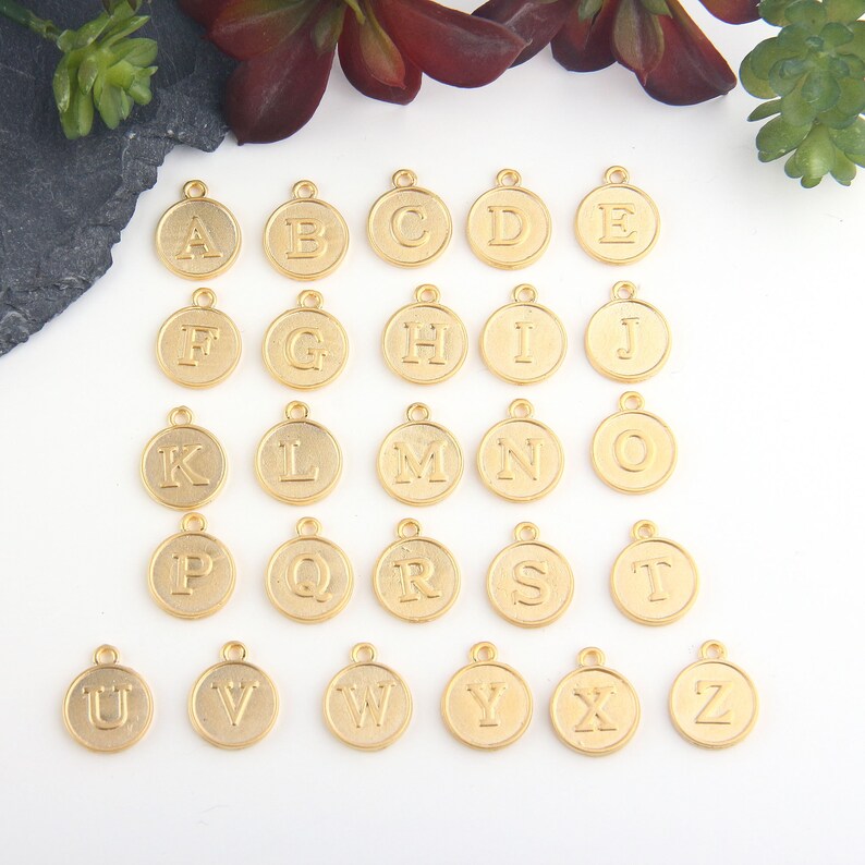 1 x Letter A Charm  Letter Charms  Alphabet Charms  24k image 2