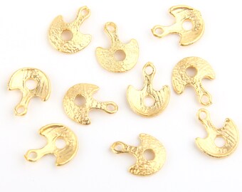 Gold Scoop Charms with Hole, 22k Matte Gold Plated, 10 pcs // GCh-188