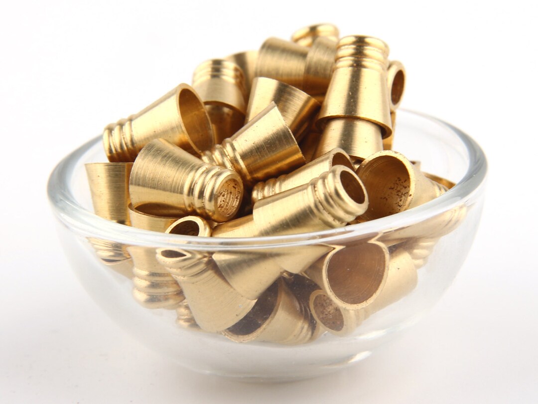 Raw Brass Cone End Caps, Tassel Caps, Industrial Jewelry Supplies, 12