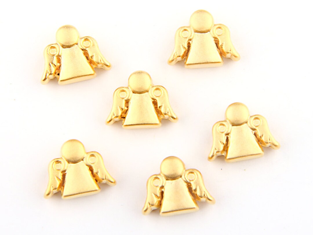 Gold Angel Bead Spacers, Angel Bead Slider, Angel Cord Slider, 6 Pieces ...