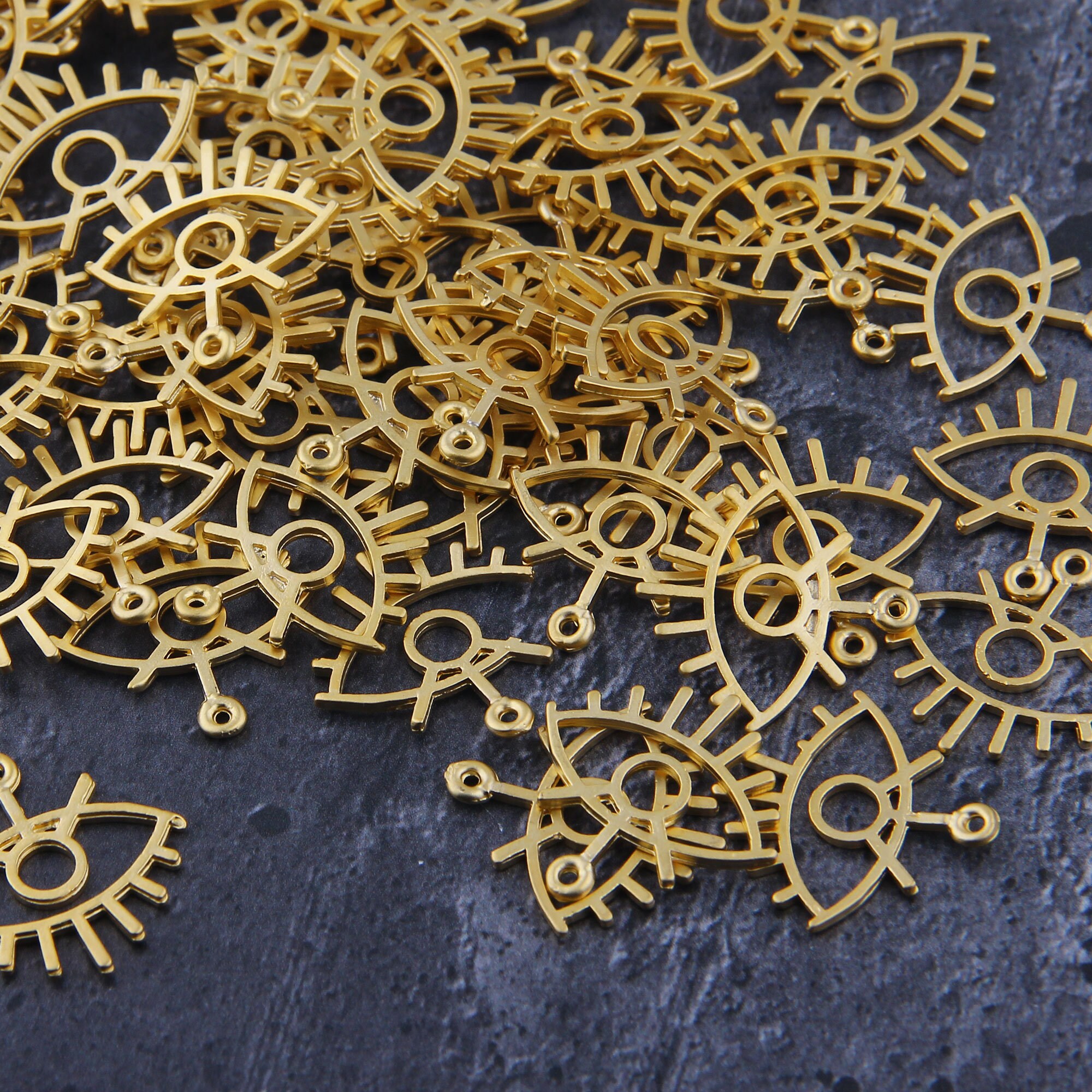 Eye Pendants Golden Eye Pendant Gold Plated Eye Eye Charms Etsy