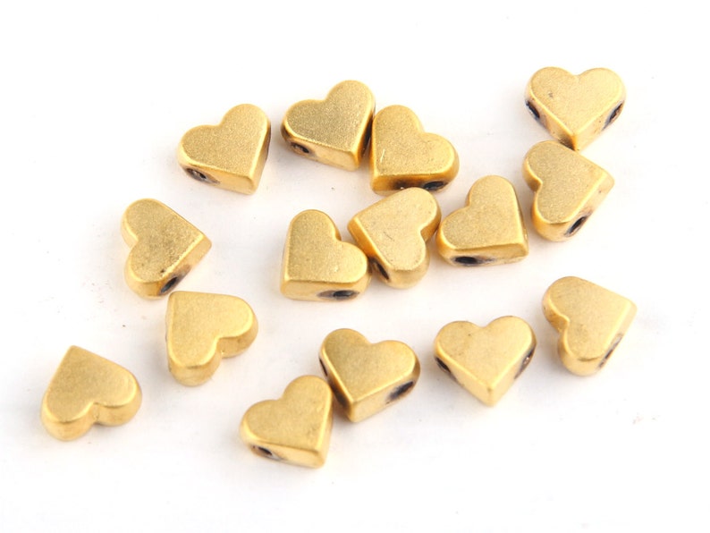Mini Gold Heart Bead Spacers 22k Matte Gold Plated 15 Pieces | Etsy