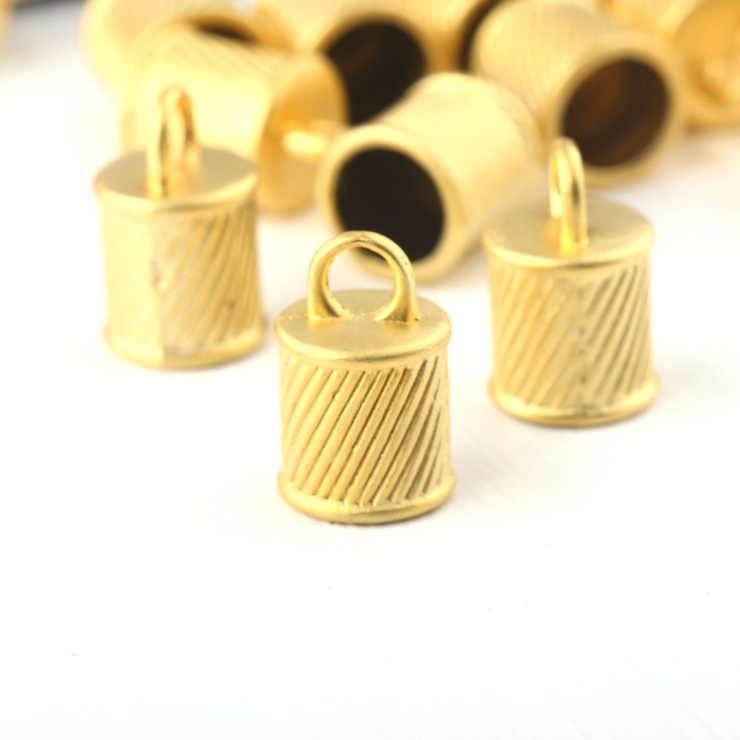 Leather Cord End Cap, Gold End Cap, Tassel Caps, Gold Cone Cap, 4