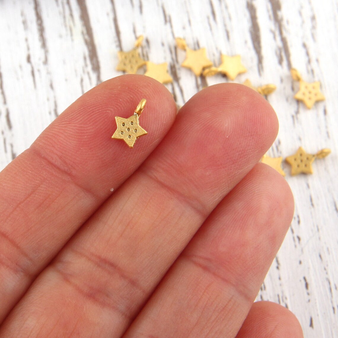 Mini Spotted Star Charms Gold Star Charms 20 Pieces // Etsy