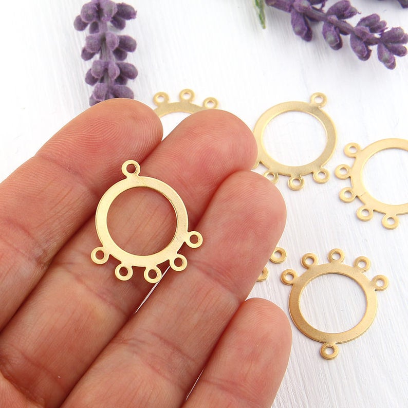 Gold Chandelier Earring Components With 5 Loops 22k Matte Etsy