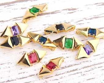 Fuschia, Double Triangle Rhinestone Crystal Connector, 1 piece // GC-410