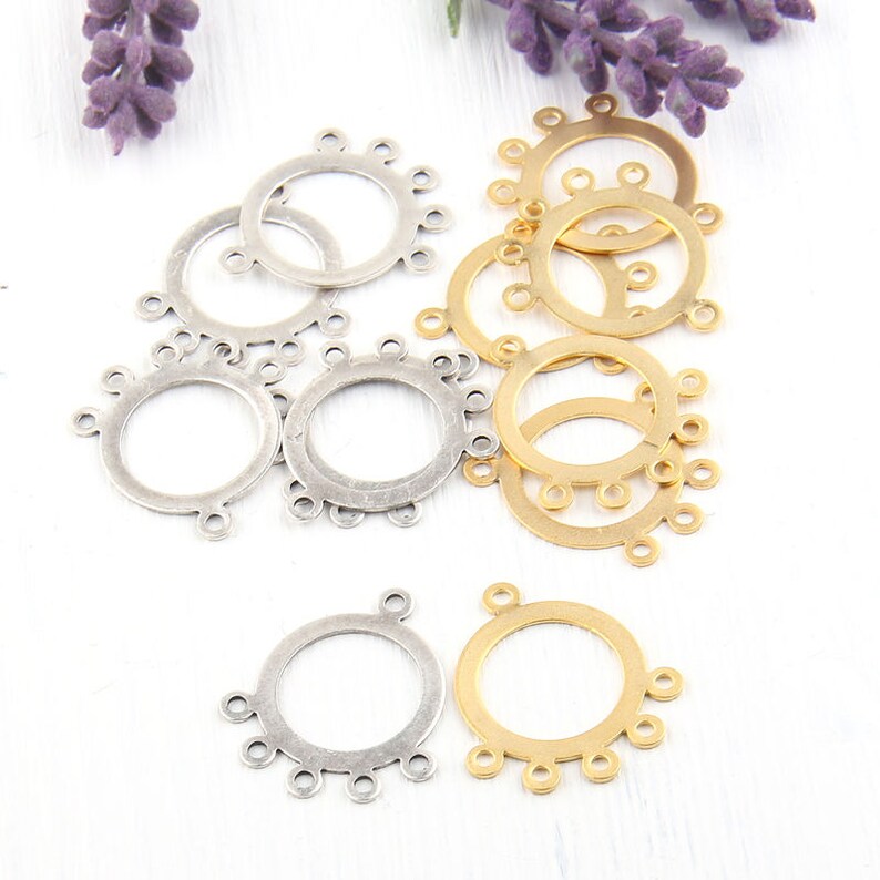 Gold Chandelier Earring Components With 5 Loops 22k Matte Etsy