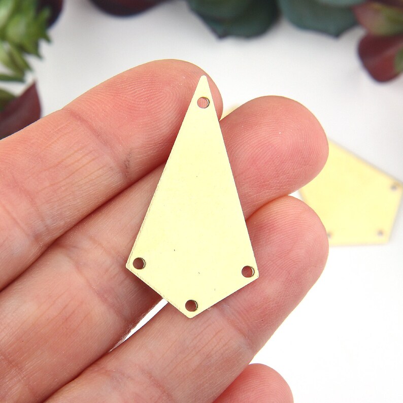 Geometric Raw Brass Connector Raw Brass Link 3 Raw Brass Kita shaped Connector 8x20 mm RAW-067