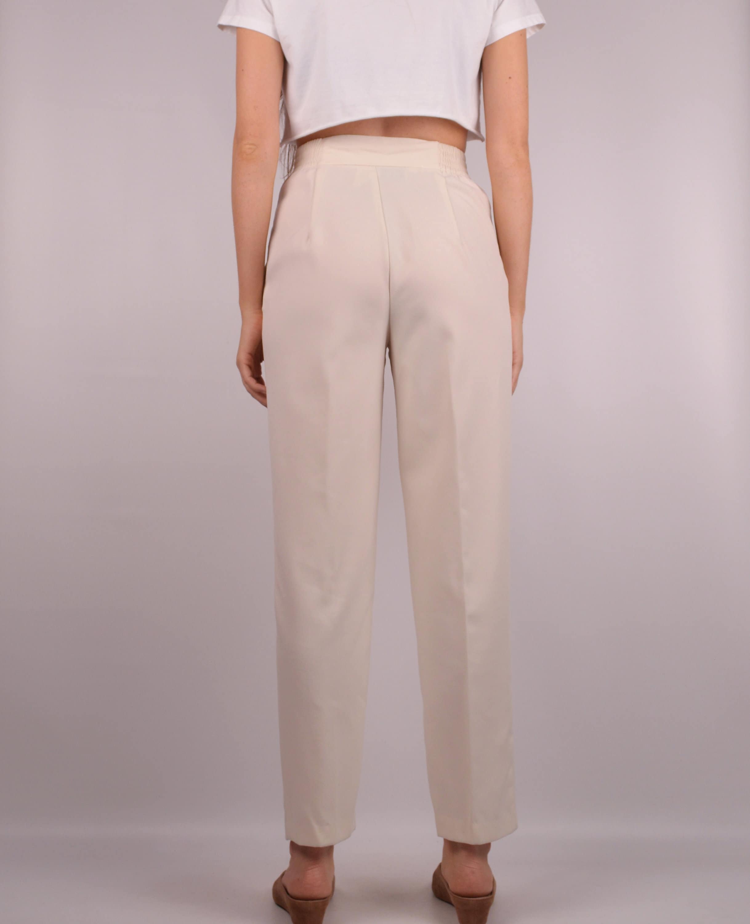 Vintage Cream Trousers / 26W High Waist