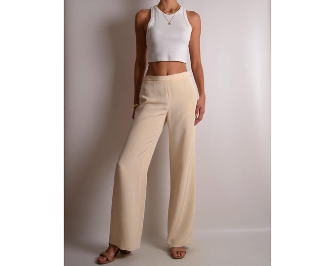 Vintage Buttercream Silk Wide Leg Pants (Sz 2)