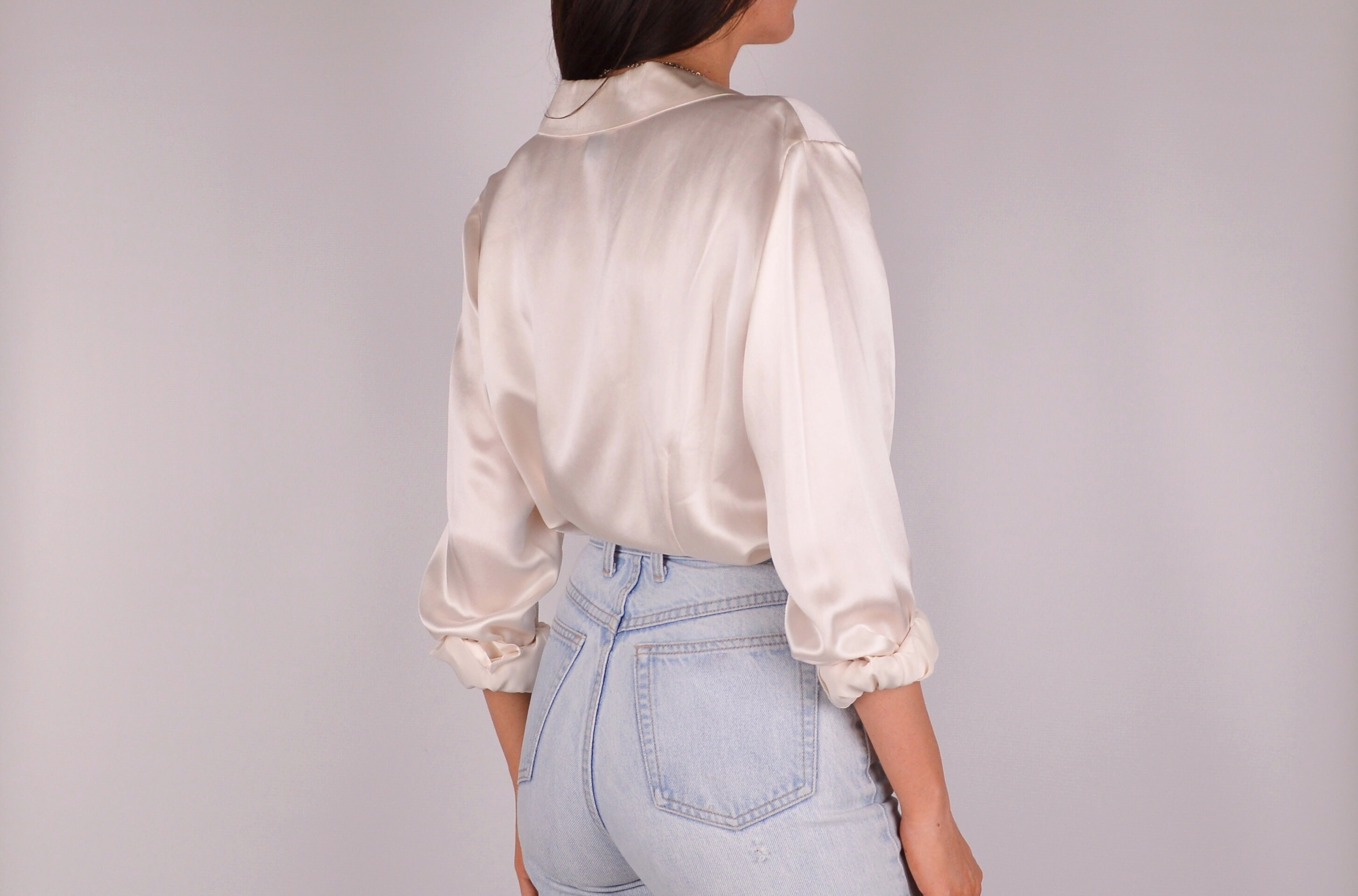 Vintage Ivory SILK Blouse (SL)