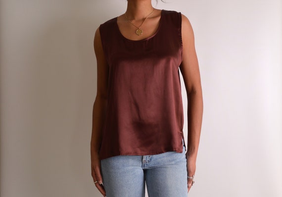 Vintage Chocolate Silk Tank (S-XL) - image 2