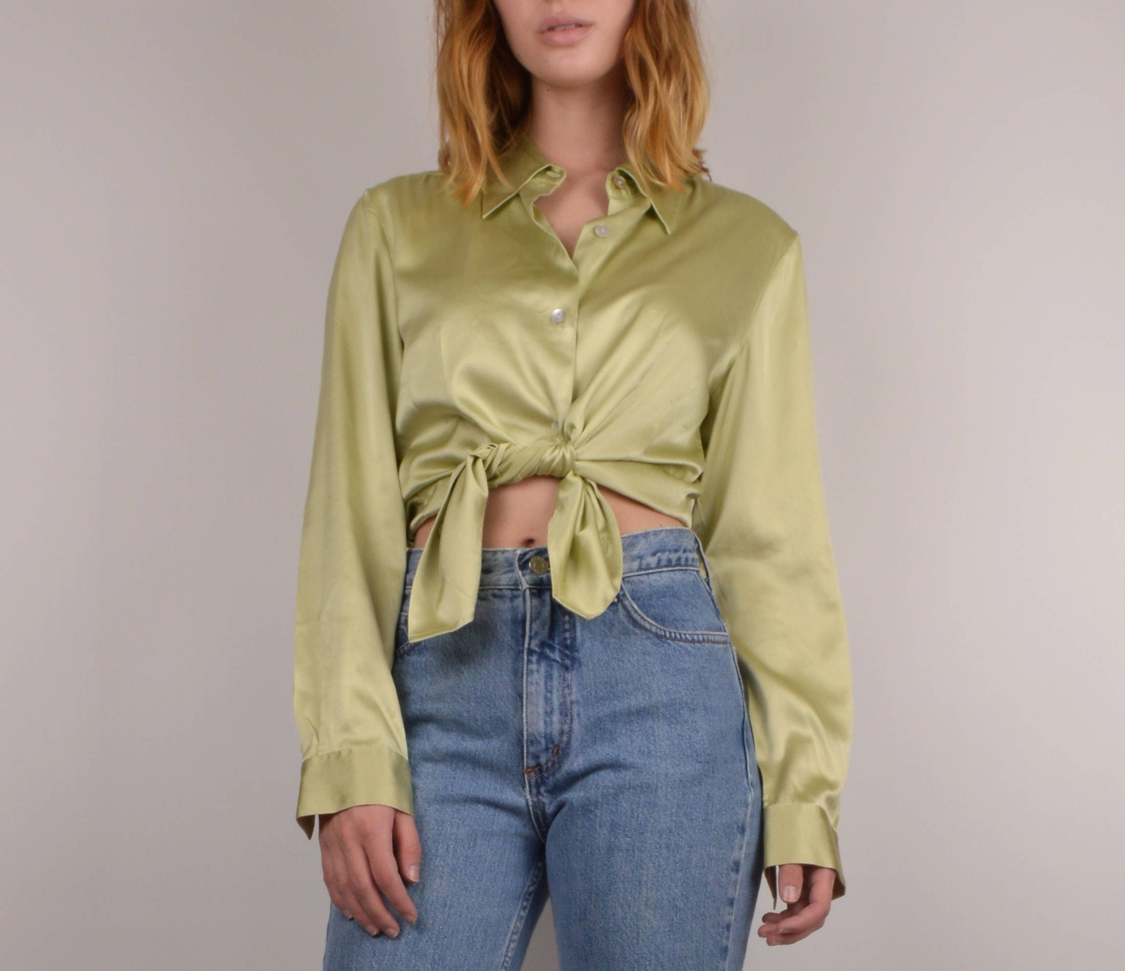 silk button up shirt women