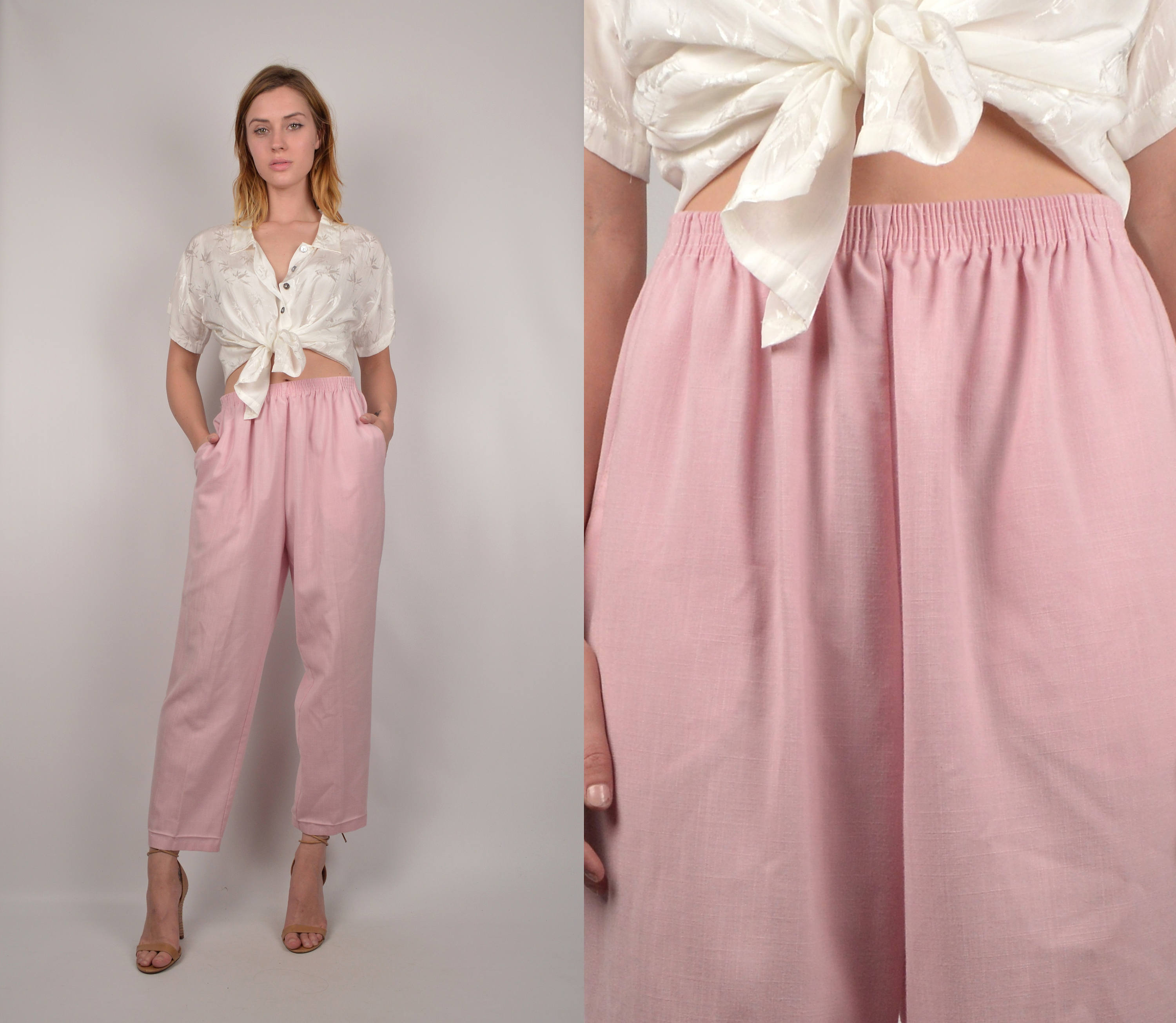 80's High Waist Blush Trouser Pants