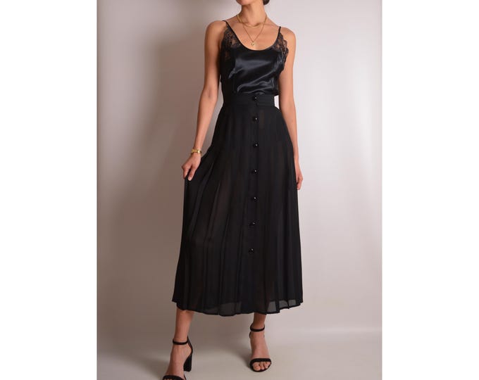 Vintage Saks 5th Pleated Silk Skirt (26"W)