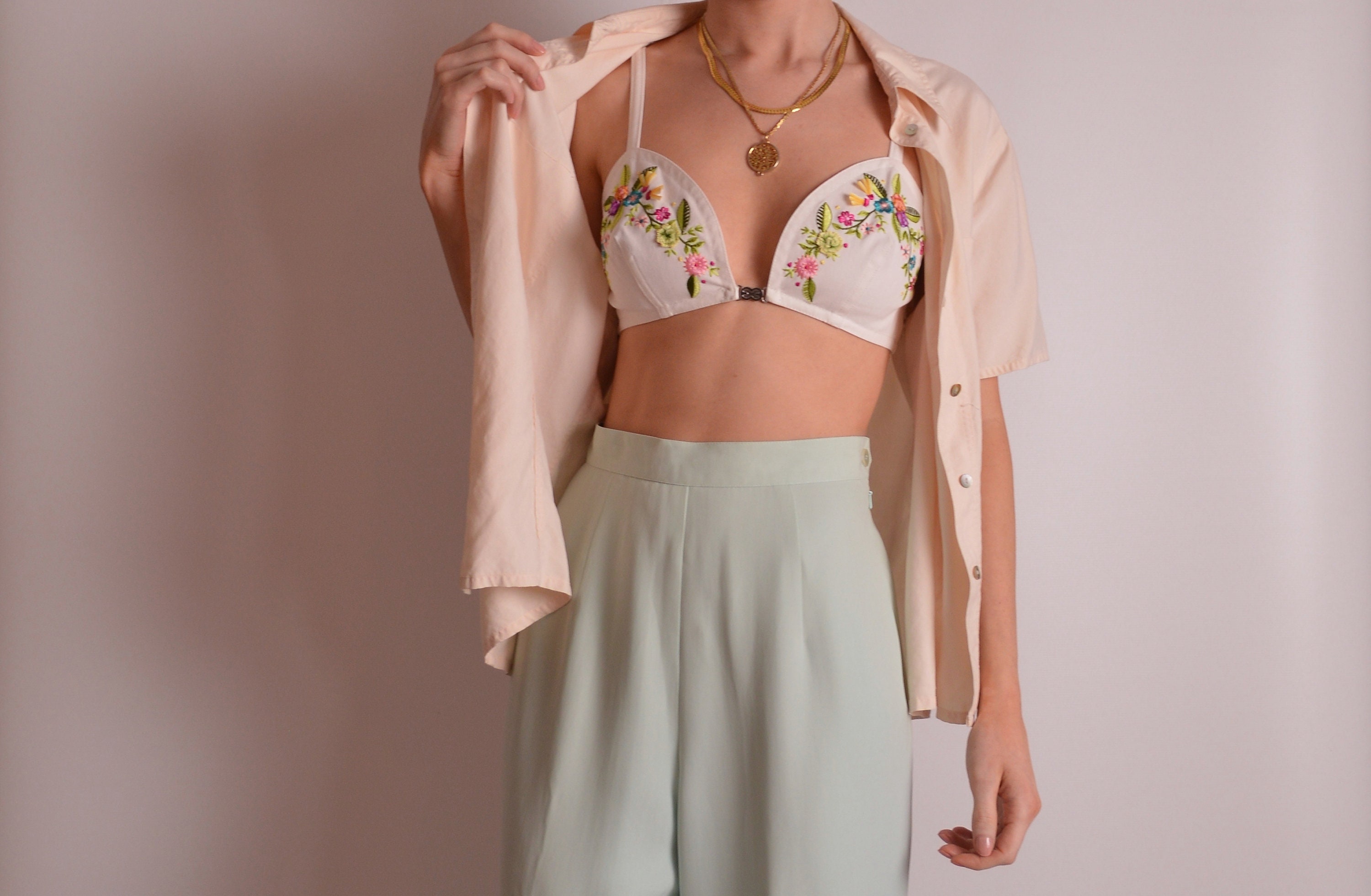 Vintage Escada Embroidered Bralette (S)