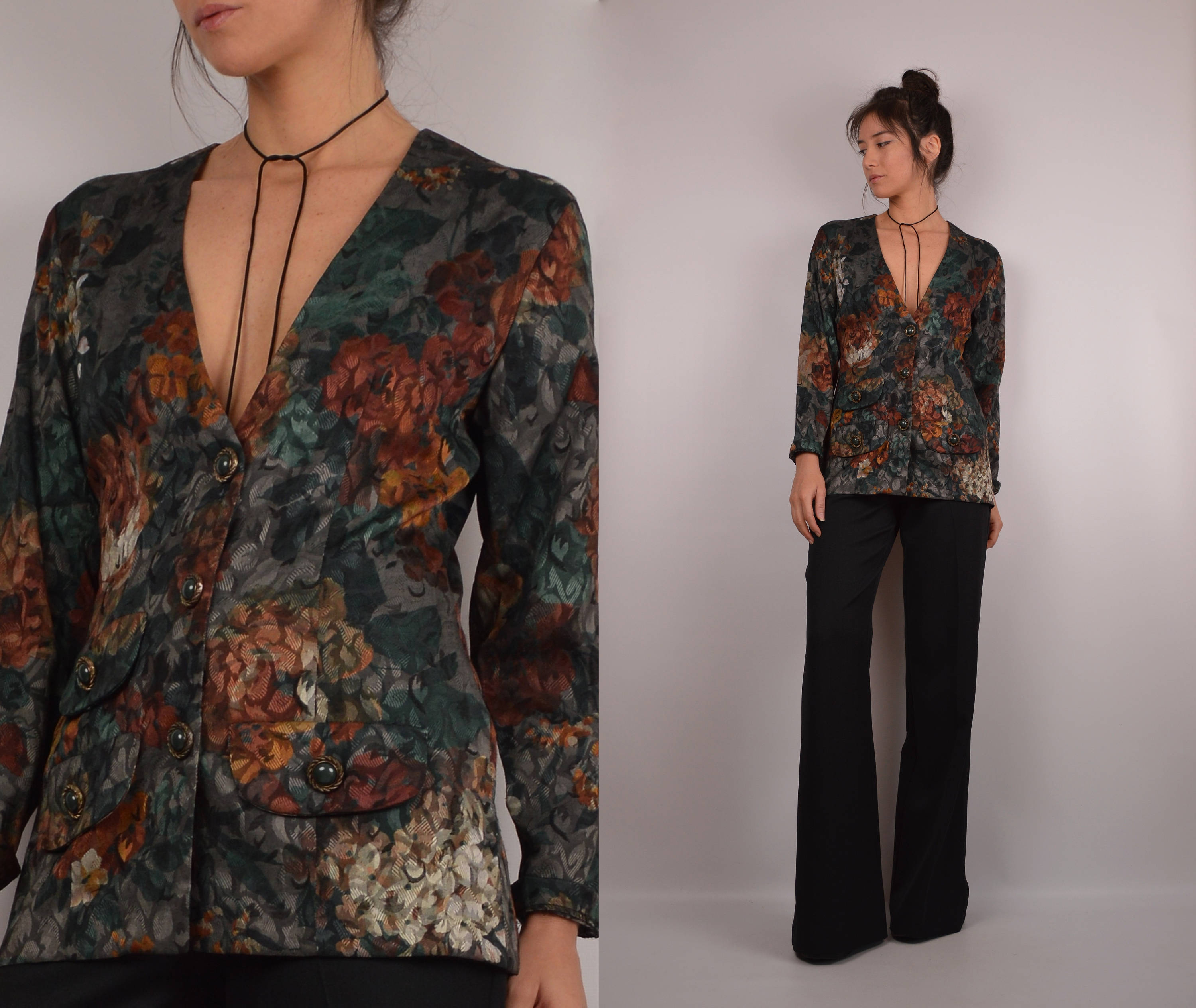 Floral Vintage Long Blazer