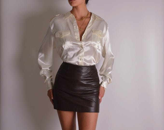 Vintage Ivory Satin Blouse (S-L)