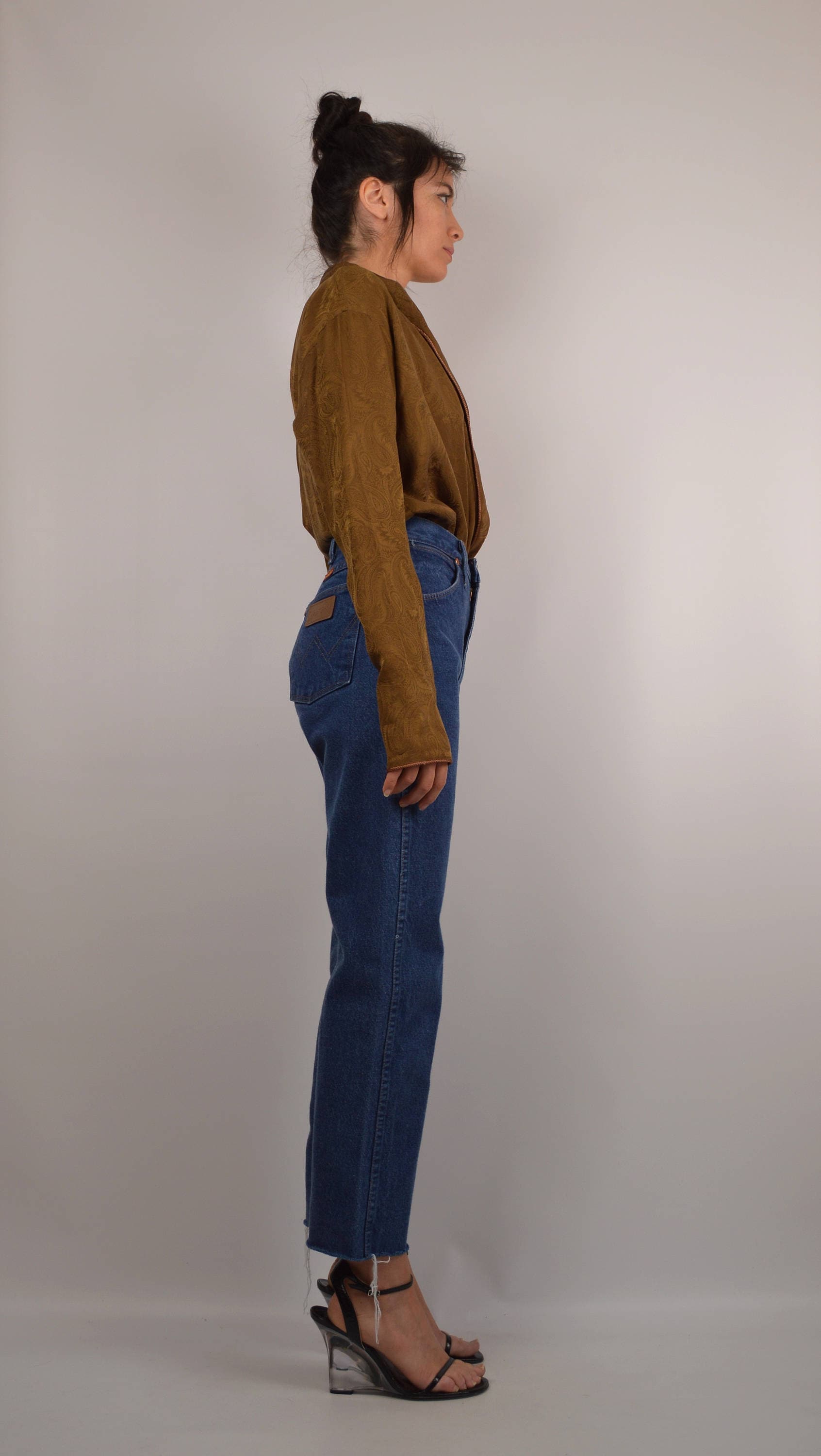 Vintage Silk DKNY Bodysuit / Long Sleeve Blouse