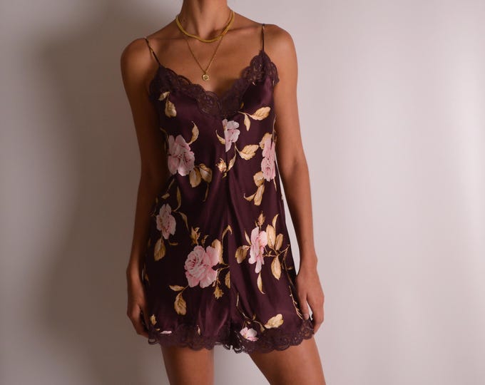 Vintage VS Floral Silk Romper (M-L)