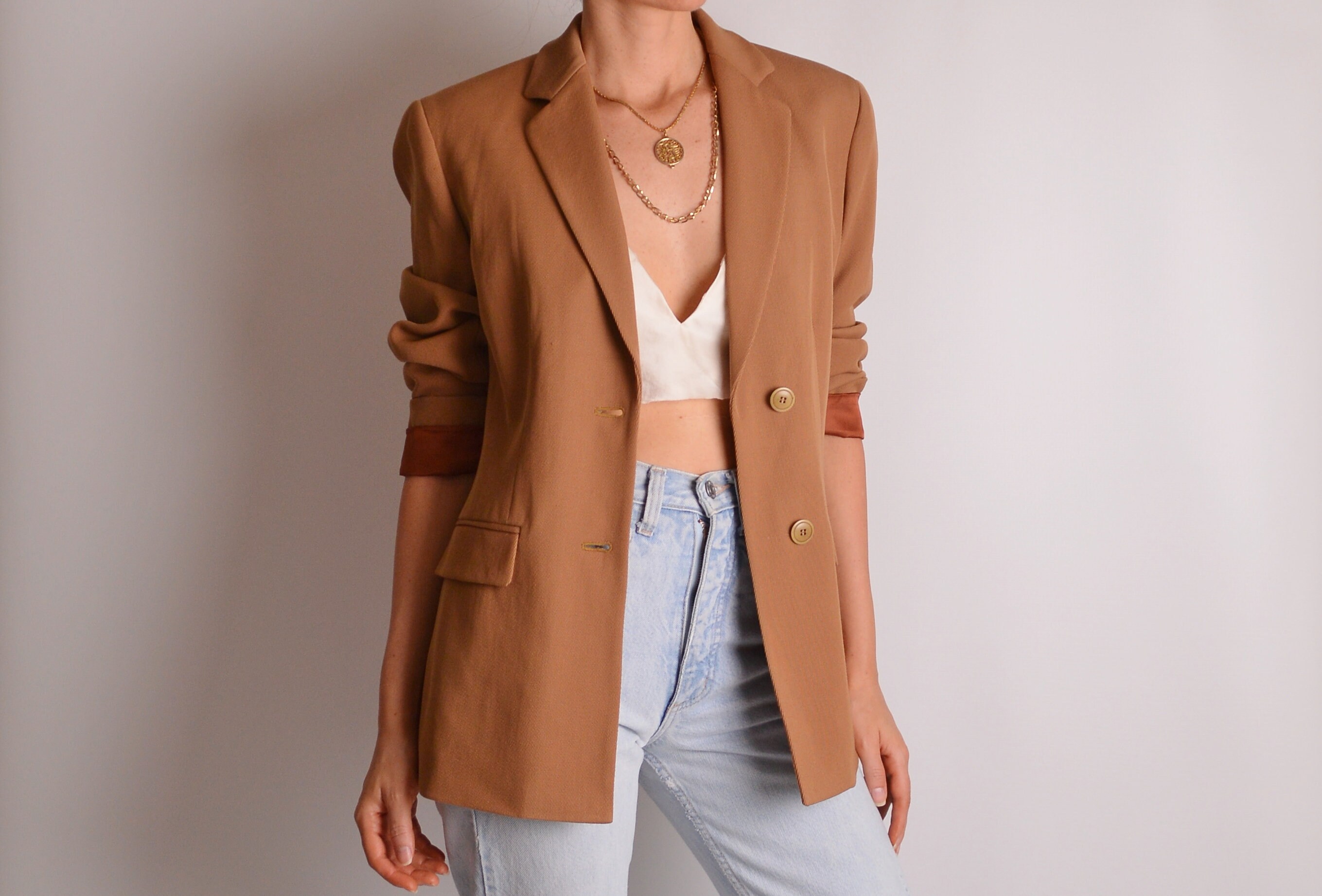 Vintage Caramel Wool Blazer (SM)