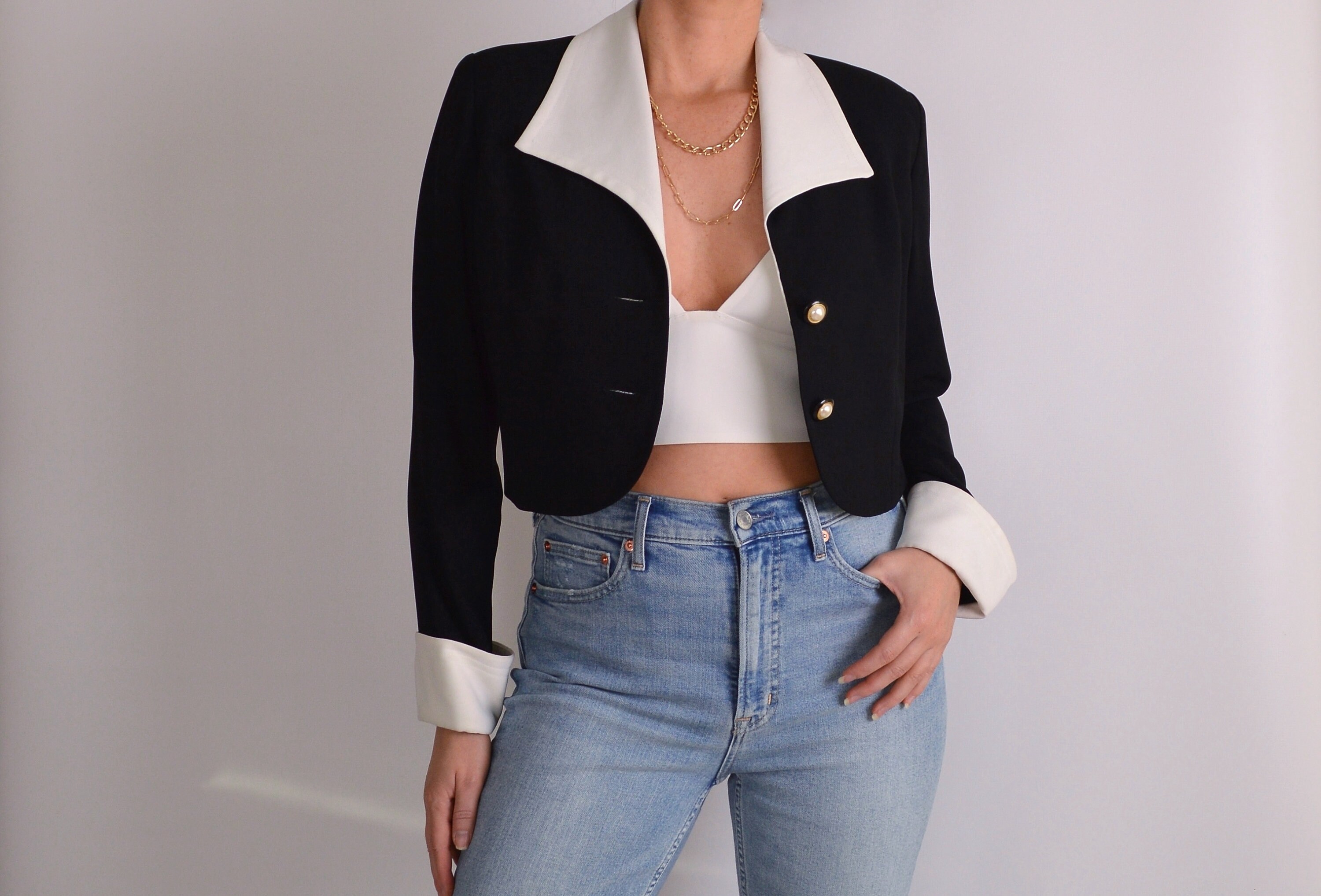Cropped vintage shop jacket