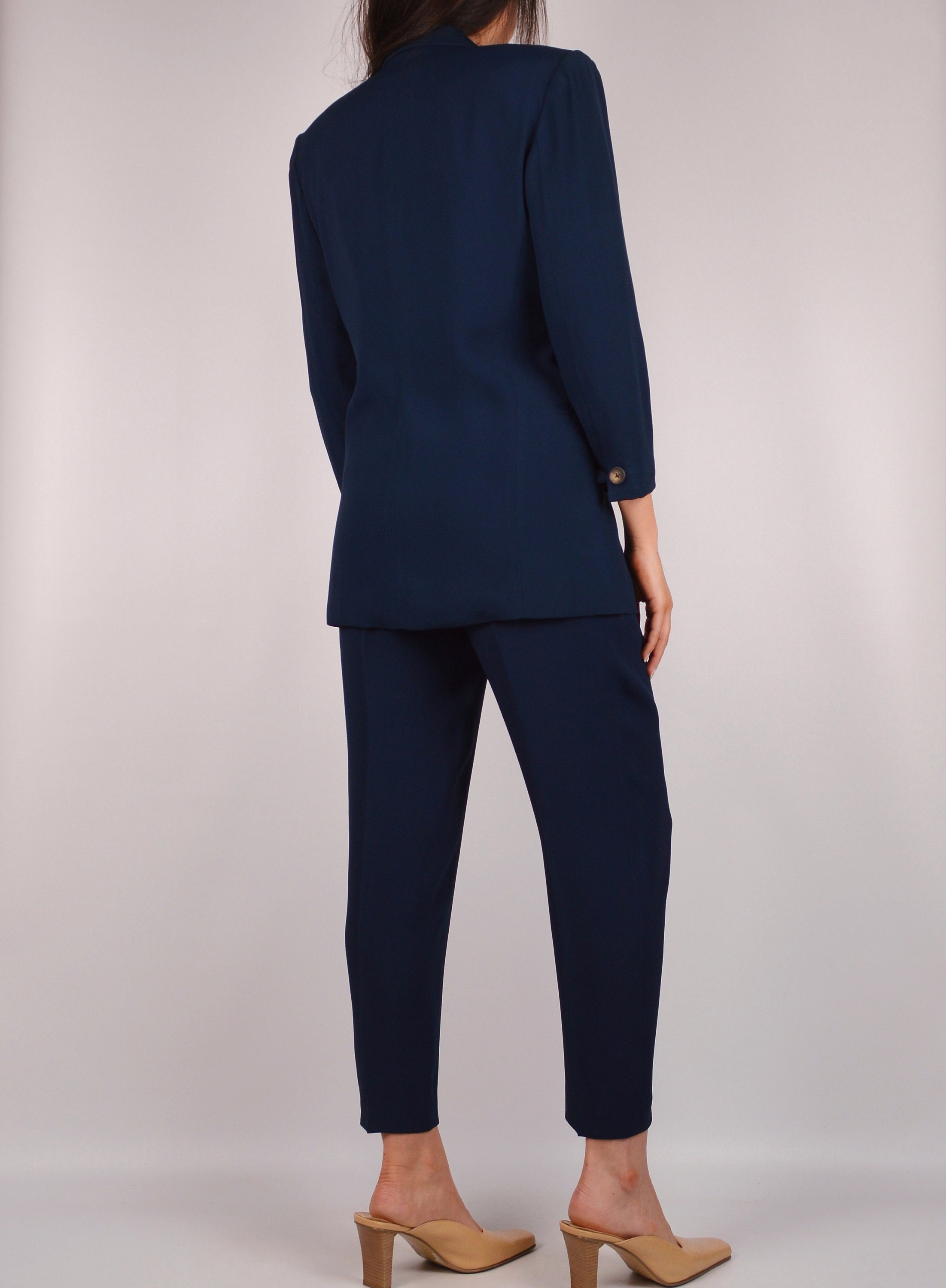 Vintage Midnight Blue Pantsuit (XS-S)