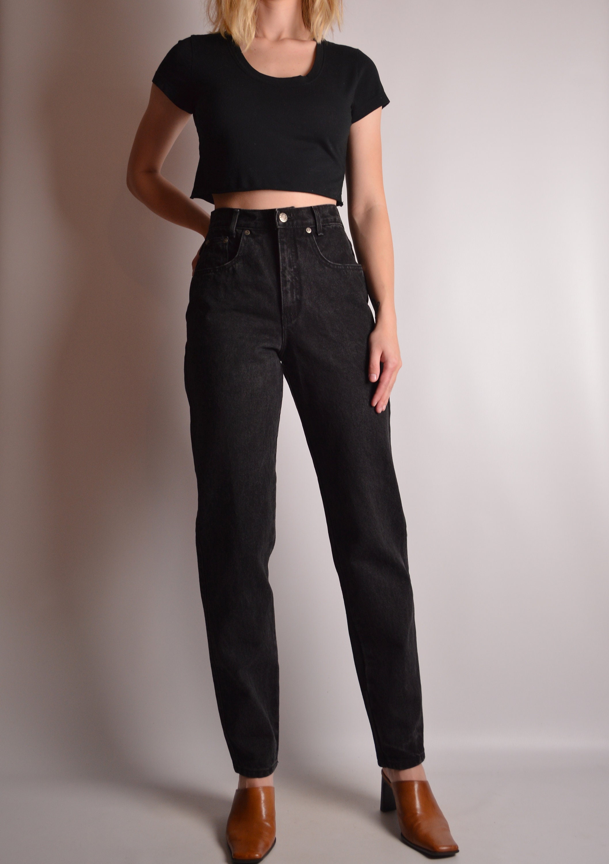 Vintage Calvin Klein Tapered Black Denim (25W) High Waist Jeans