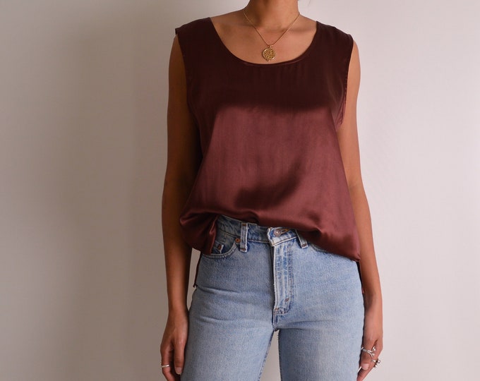 Vintage Chocolate Silk Tank (S-XL)