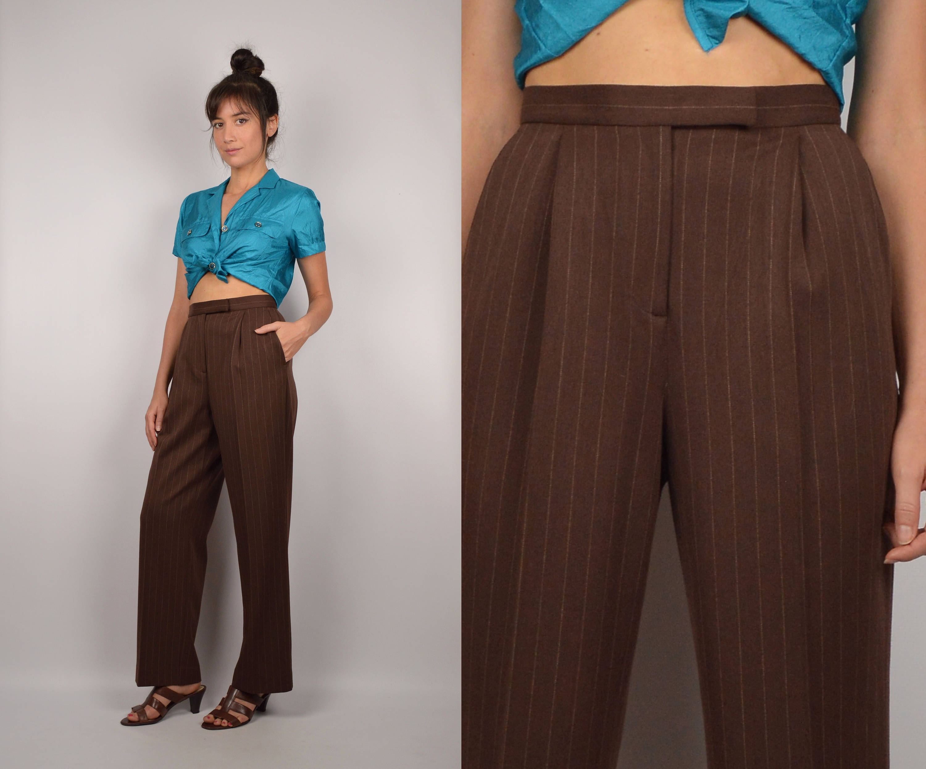Vintage High Waist Brown Trouser Pants