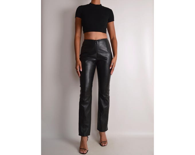 Vintage Black Leather Pants (27"W)
