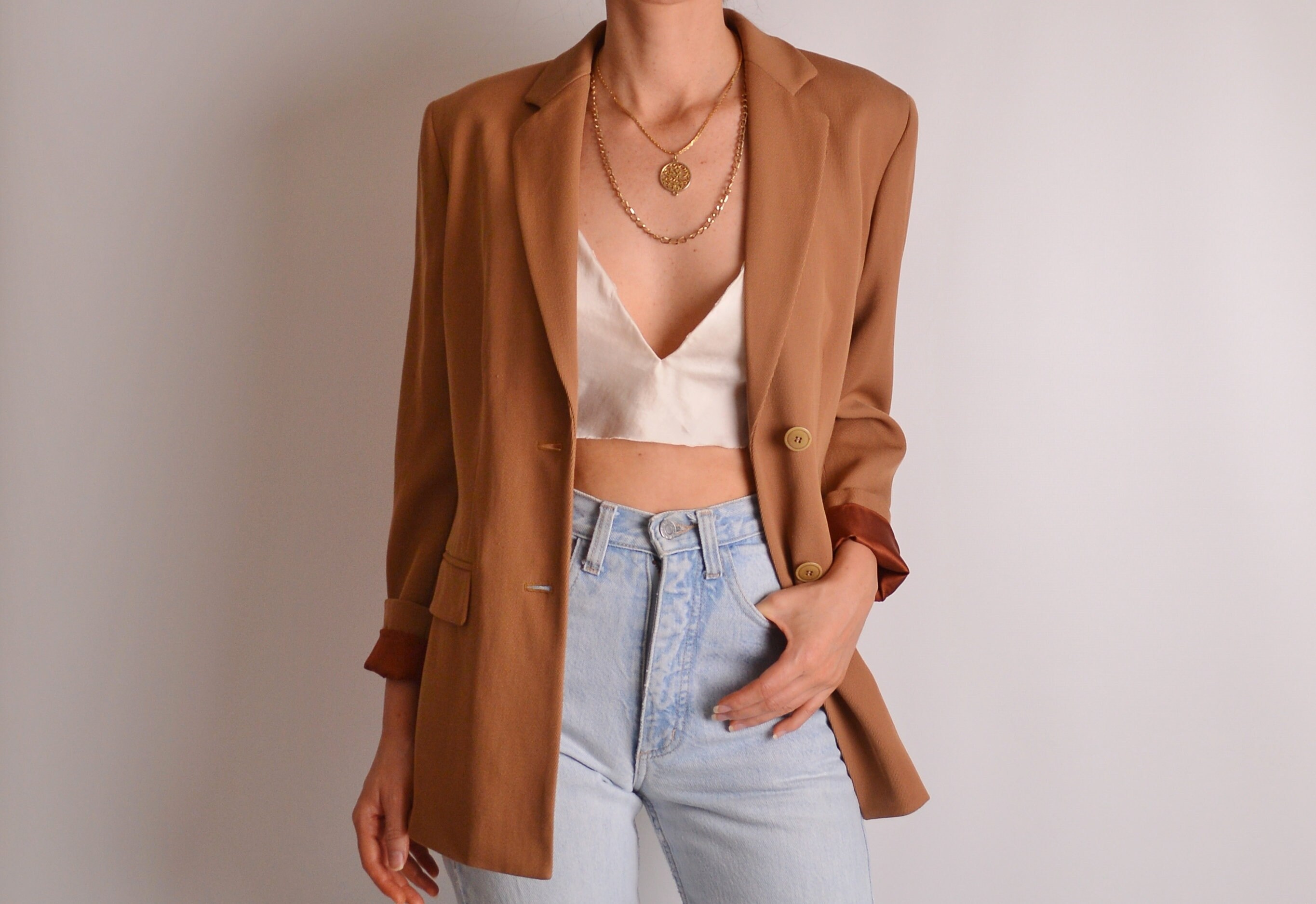 Vintage Caramel Wool Blazer (SM)