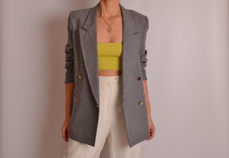 S Vintage Gray Wool Blazer