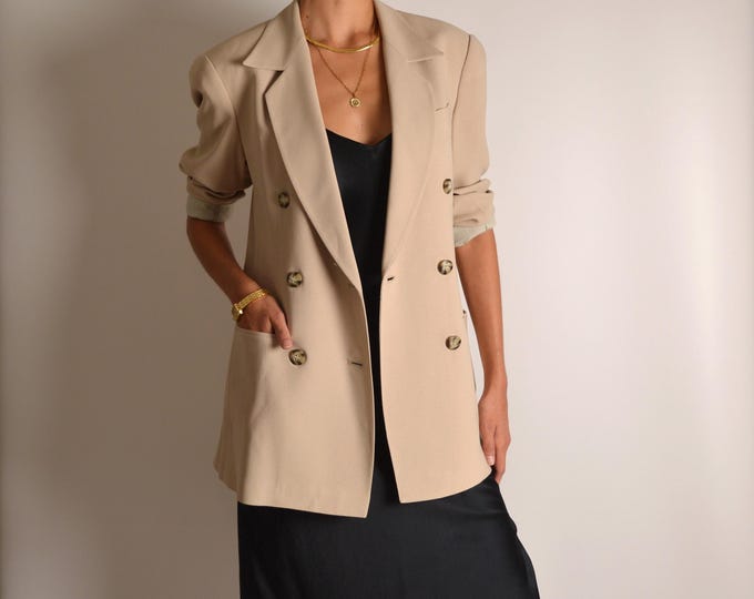 Vintage Longline Beige Blazer (M)