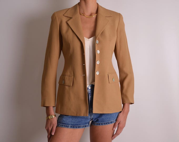 Vintage Camel Silk Blazer (XS/S)